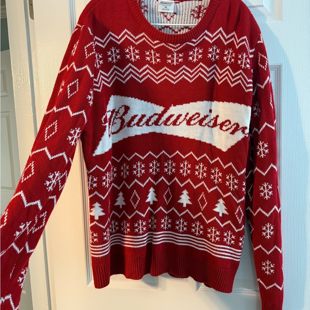 Budweiser Red Holiday Sweater Officially Licensed Ugly Christmas Sweater Size XL